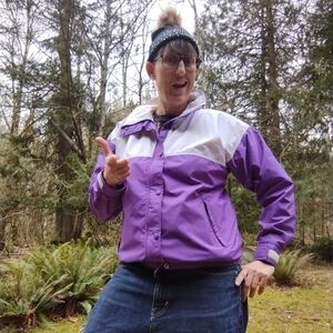 Vintage Lightweight Purple and White Spring Ski Jacket